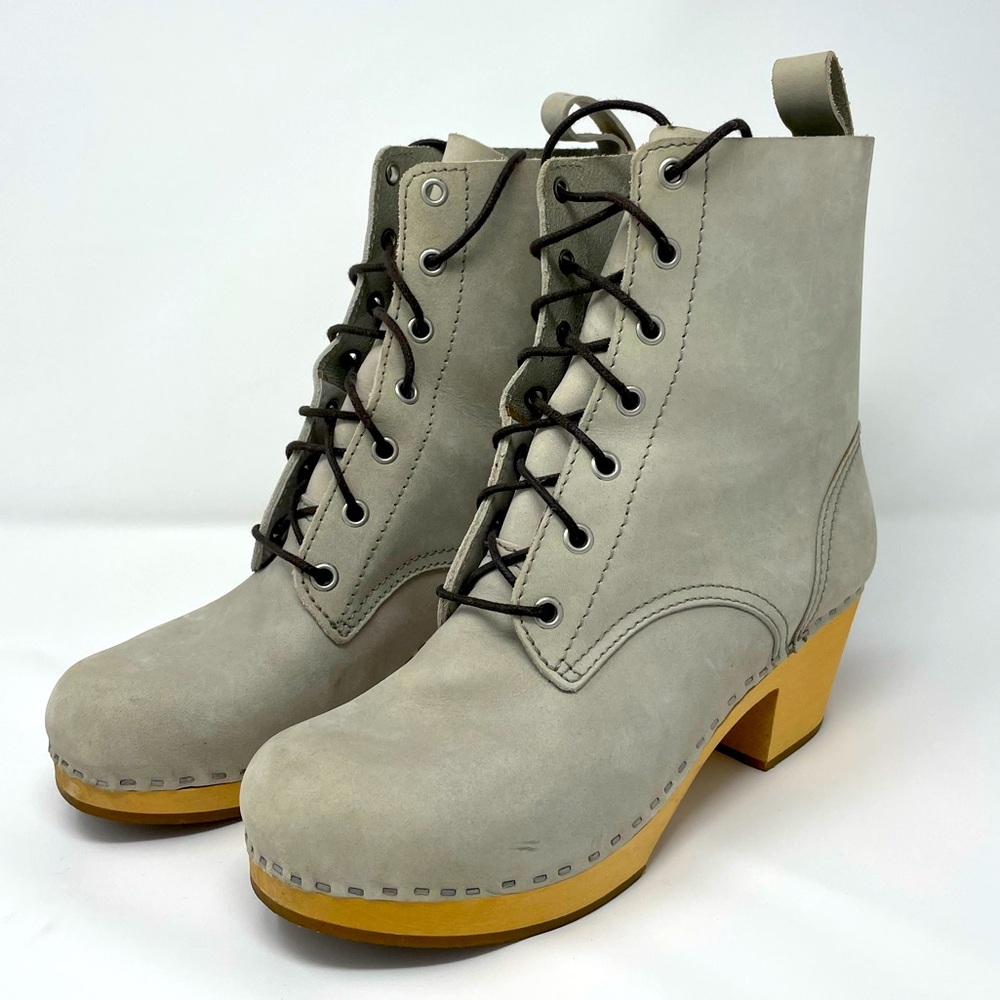 Swedish Hasbeens Grey Clog Boots